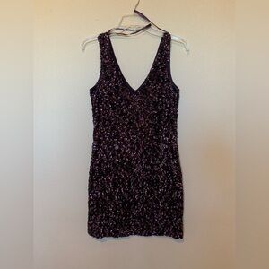 Cachet Sparkling Dark Purple Mini Dress